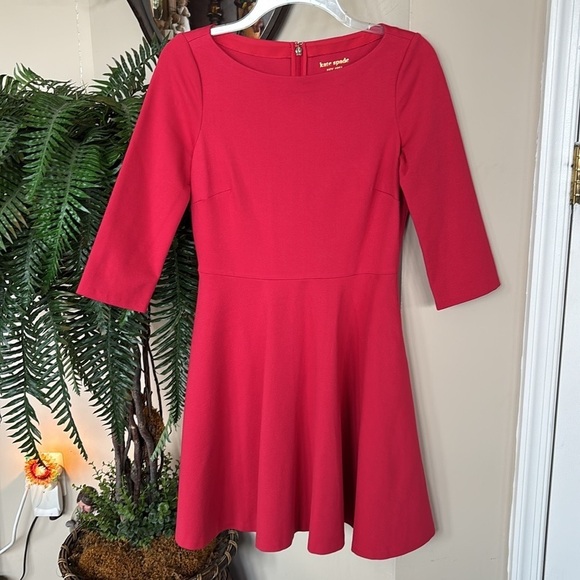 NWOT Kate Spade Red Mini Dress 3/4 Sleeves A-Line Minimalist Simple Elegant - Picture 1 of 15